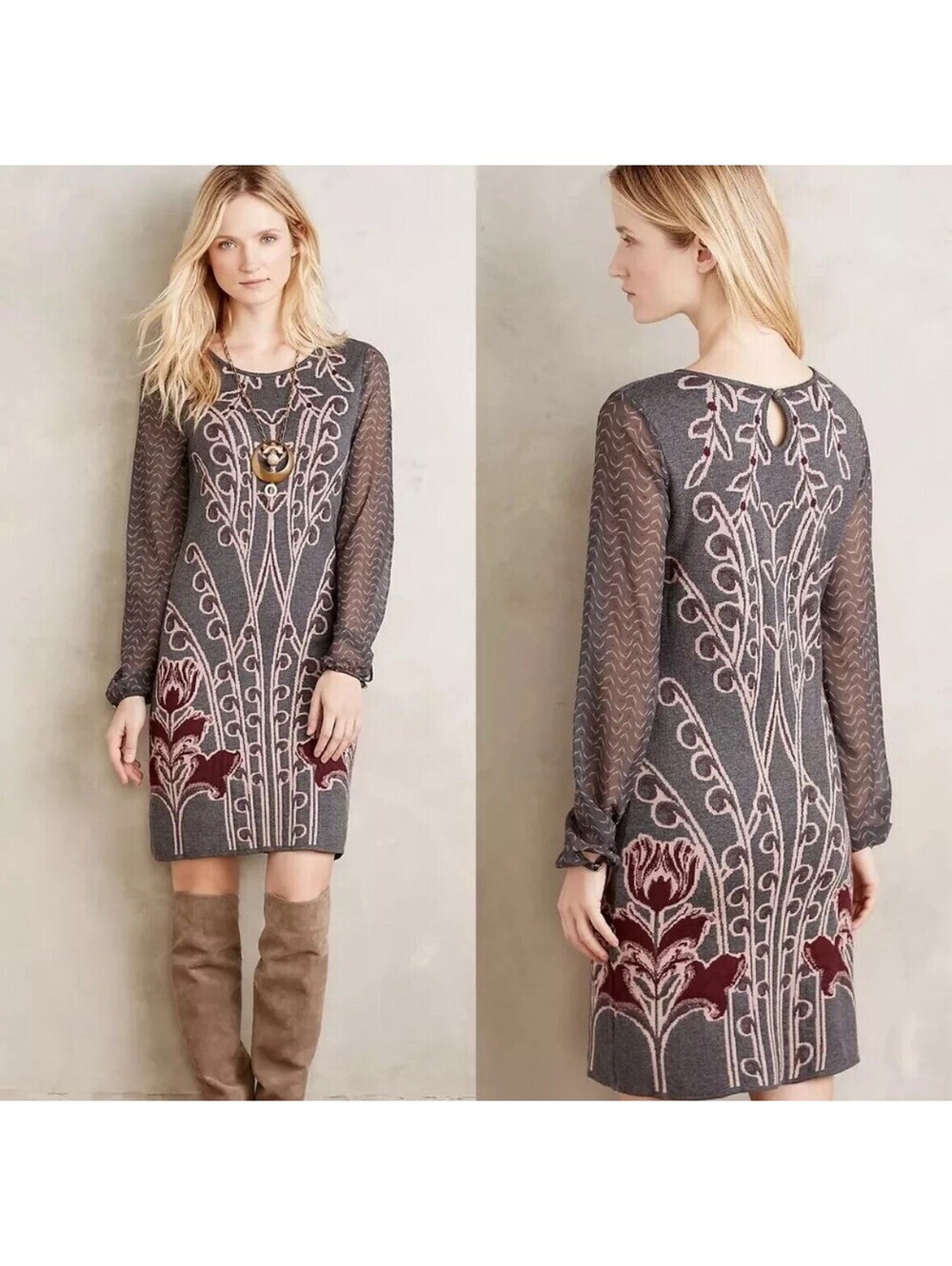 Anthropologie Knitted Knotted Saonr Sweater Dress Size XXS